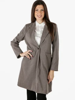 My Station Cappotto donna spigato in simil lana - taupe