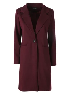 My Station Cappotto donna spigato in simil lana - bordeaux