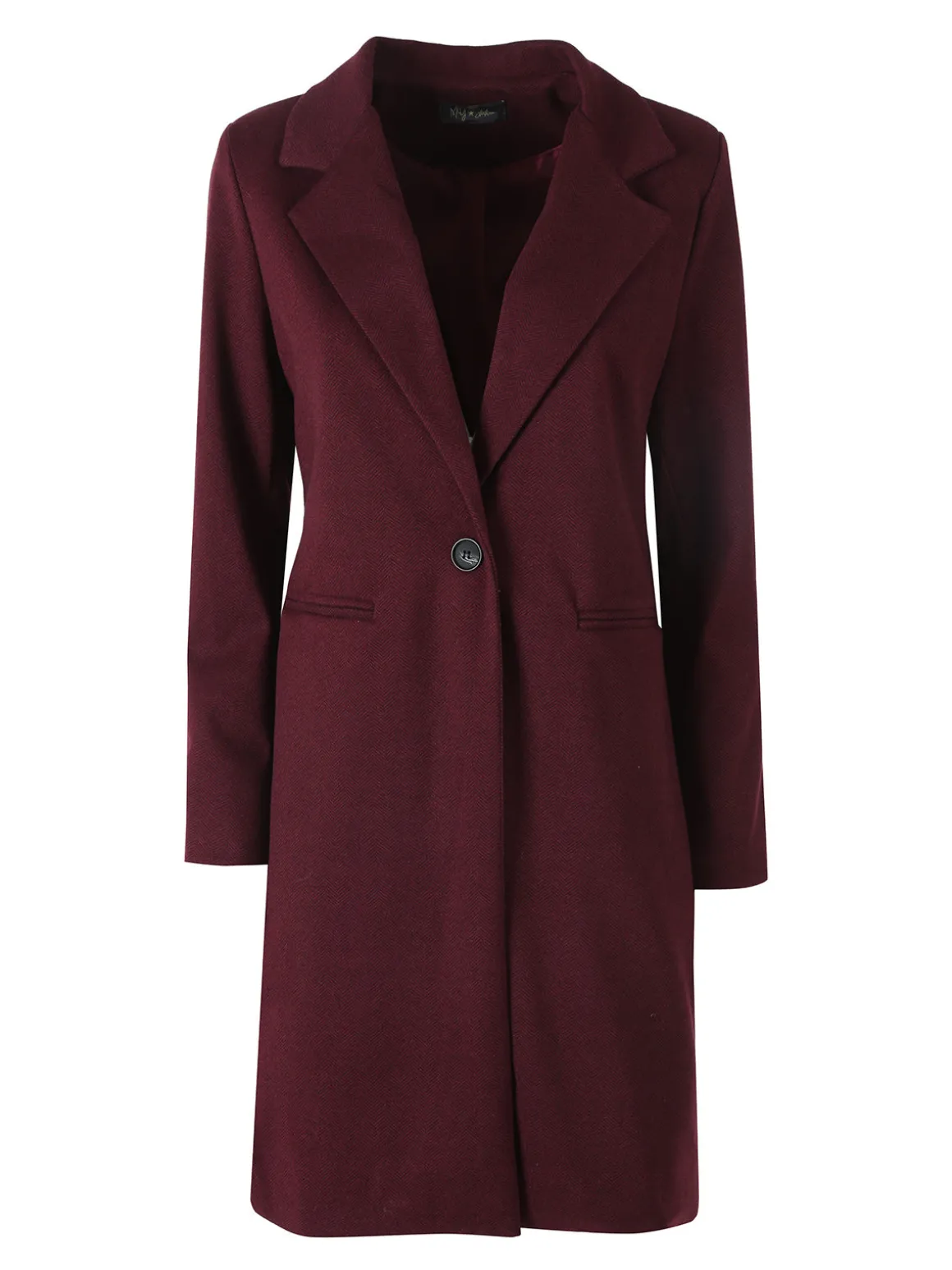 My Station Cappotto donna spigato in simil lana - bordeaux
