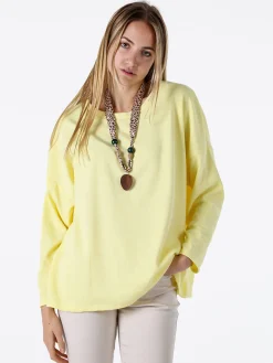 My Style Felpa oversize da donna in misto cotone con collana - giallo