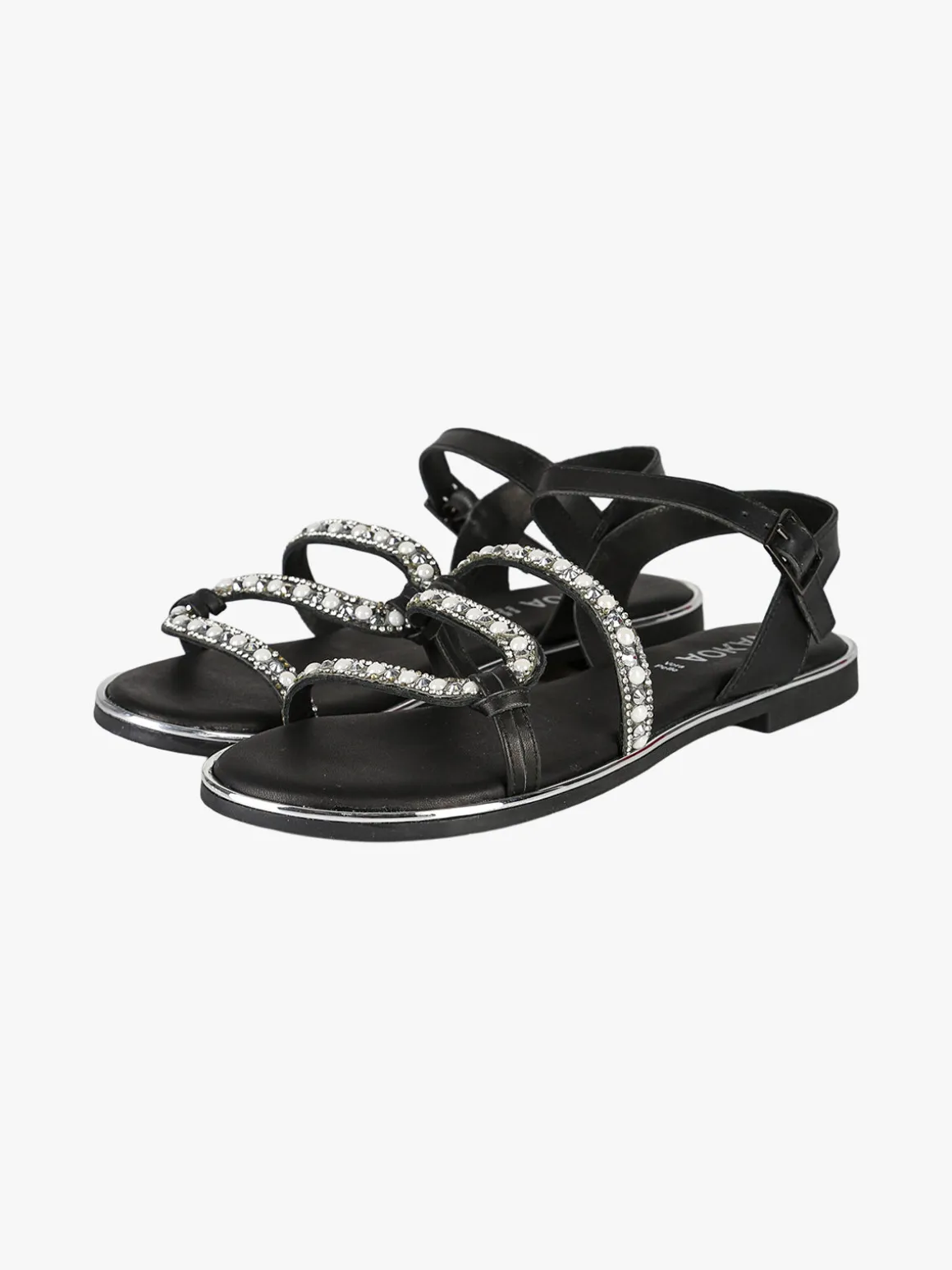 Nakoa Sandali bassi in pelle da donna con perline e strass