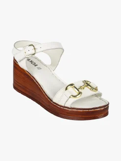 Nakoa Sandali donna in pelle con zeppa e plateau