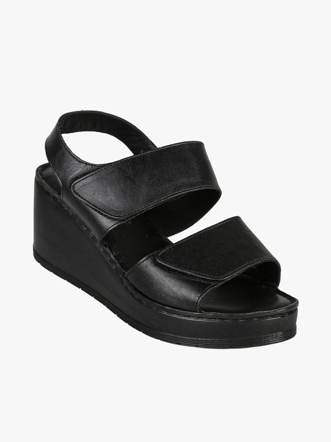 Nakoa Sandali donna in pelle con zeppa e plateau