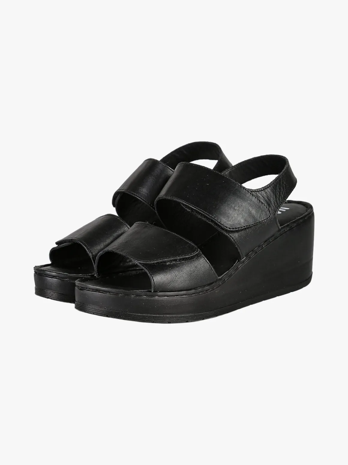 Nakoa Sandali donna in pelle con zeppa e plateau