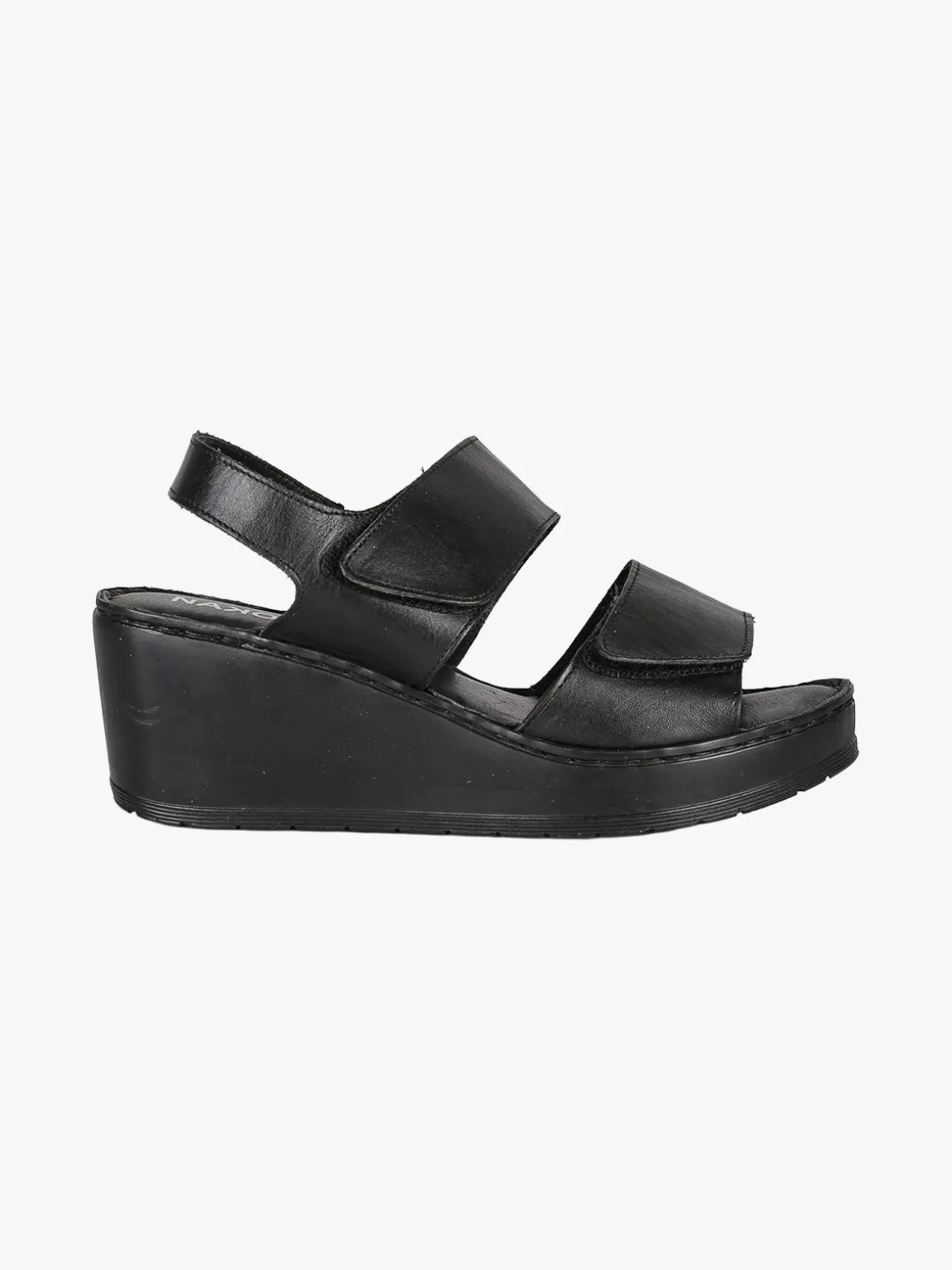 Nakoa Sandali donna in pelle con zeppa e plateau
