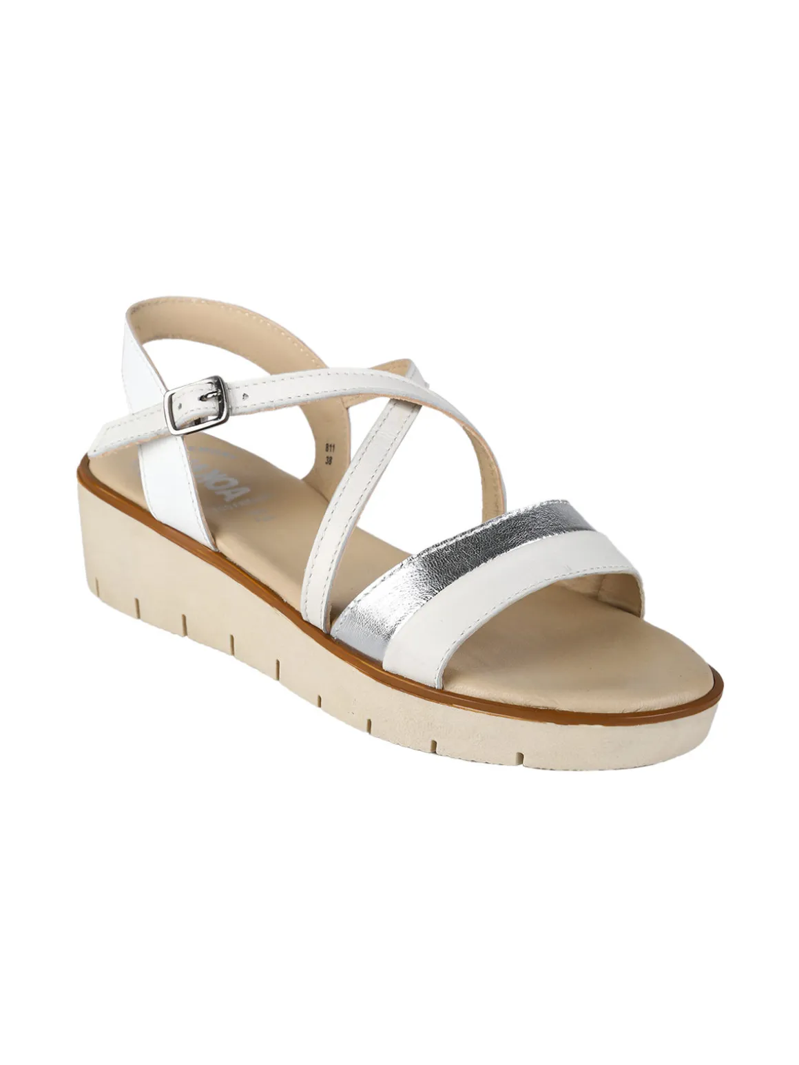 Nakoa Sandali donna in pelle con zeppa
