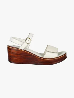 Nakoa Sandali donna in pelle con zeppa e plateau