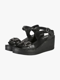 Nakoa Sandali donna in pelle con zeppa e plateau
