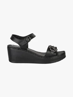 Nakoa Sandali donna in pelle con zeppa e plateau