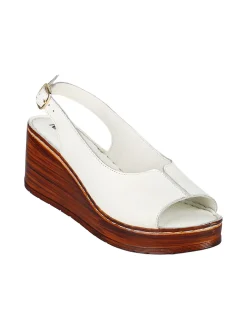 Nakoa Sandali donna in pelle con zeppa e plateau
