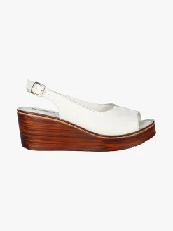 Nakoa Sandali donna in pelle con zeppa e plateau