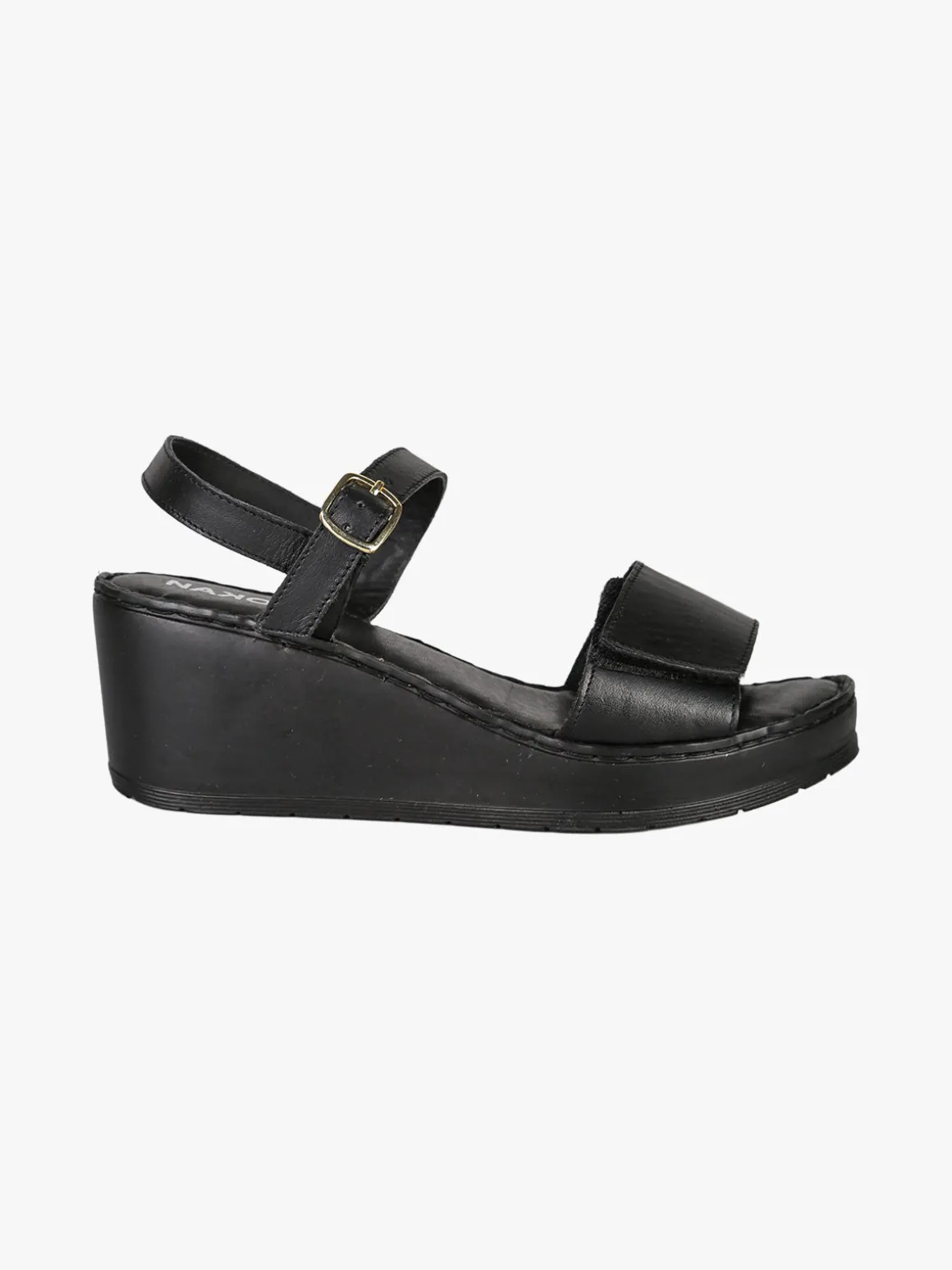 Nakoa Sandali donna in pelle con zeppa e plateau