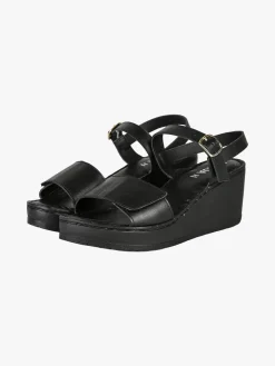 Nakoa Sandali donna in pelle con zeppa e plateau