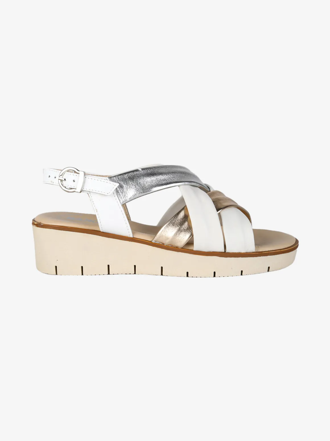 Nakoa Sandali donna in pelle con zeppa