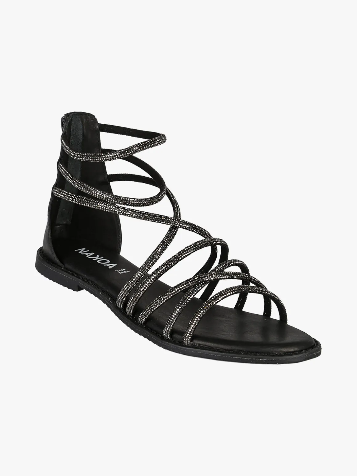 Nakoa Sandali gioiello in pelle da donna con tallone chiuso e zip