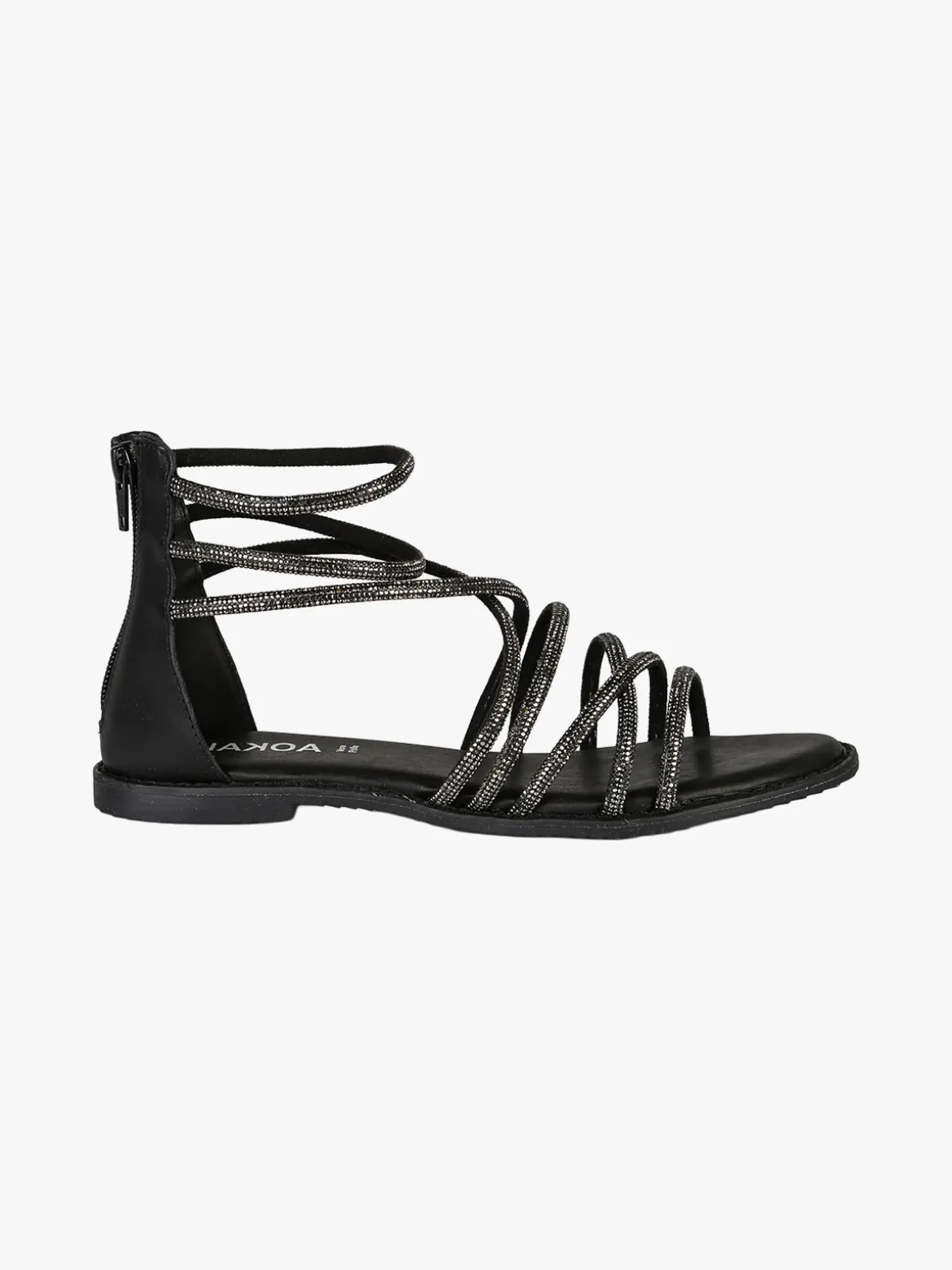 Nakoa Sandali gioiello in pelle da donna con tallone chiuso e zip