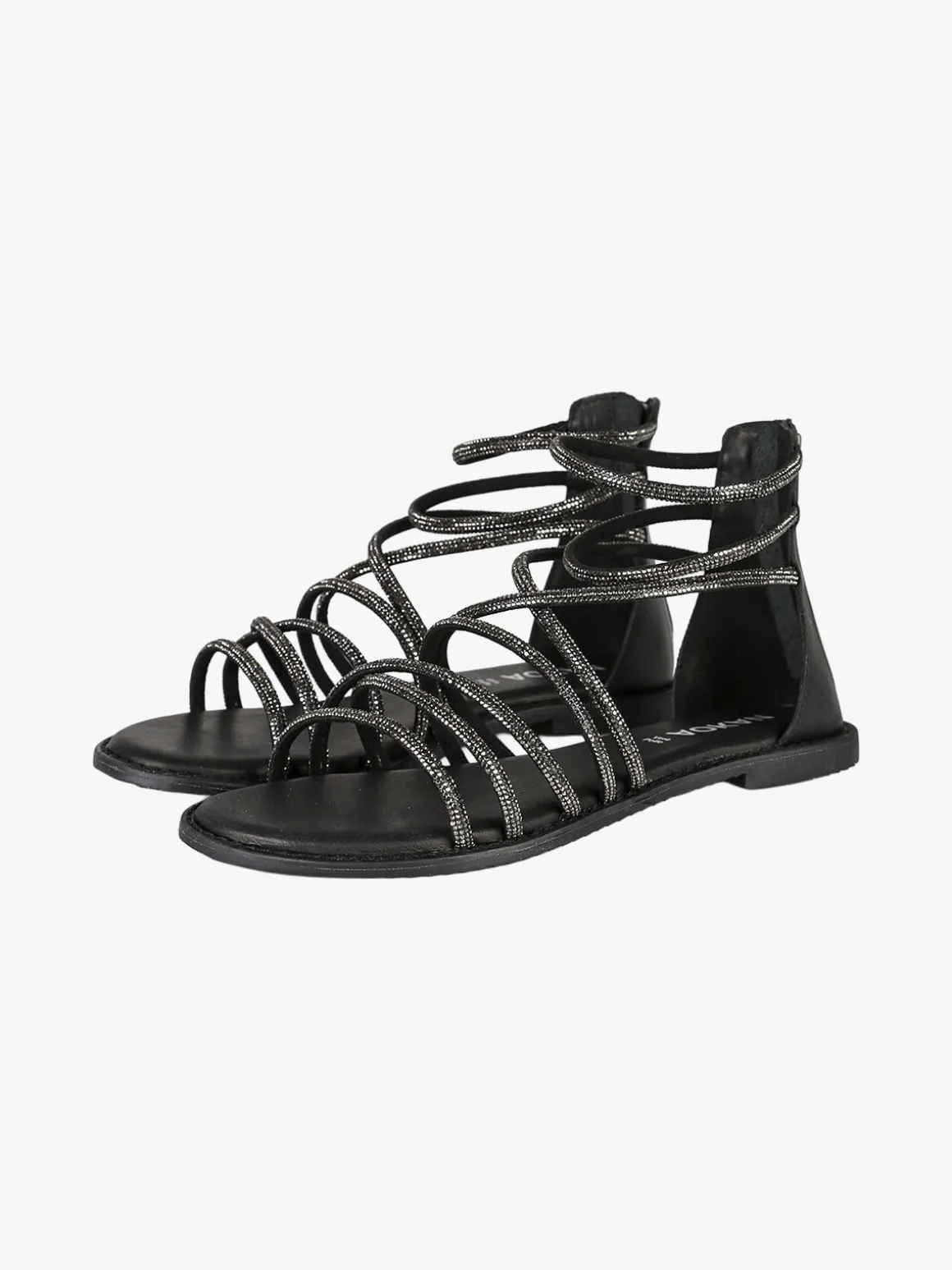 Nakoa Sandali gioiello in pelle da donna con tallone chiuso e zip