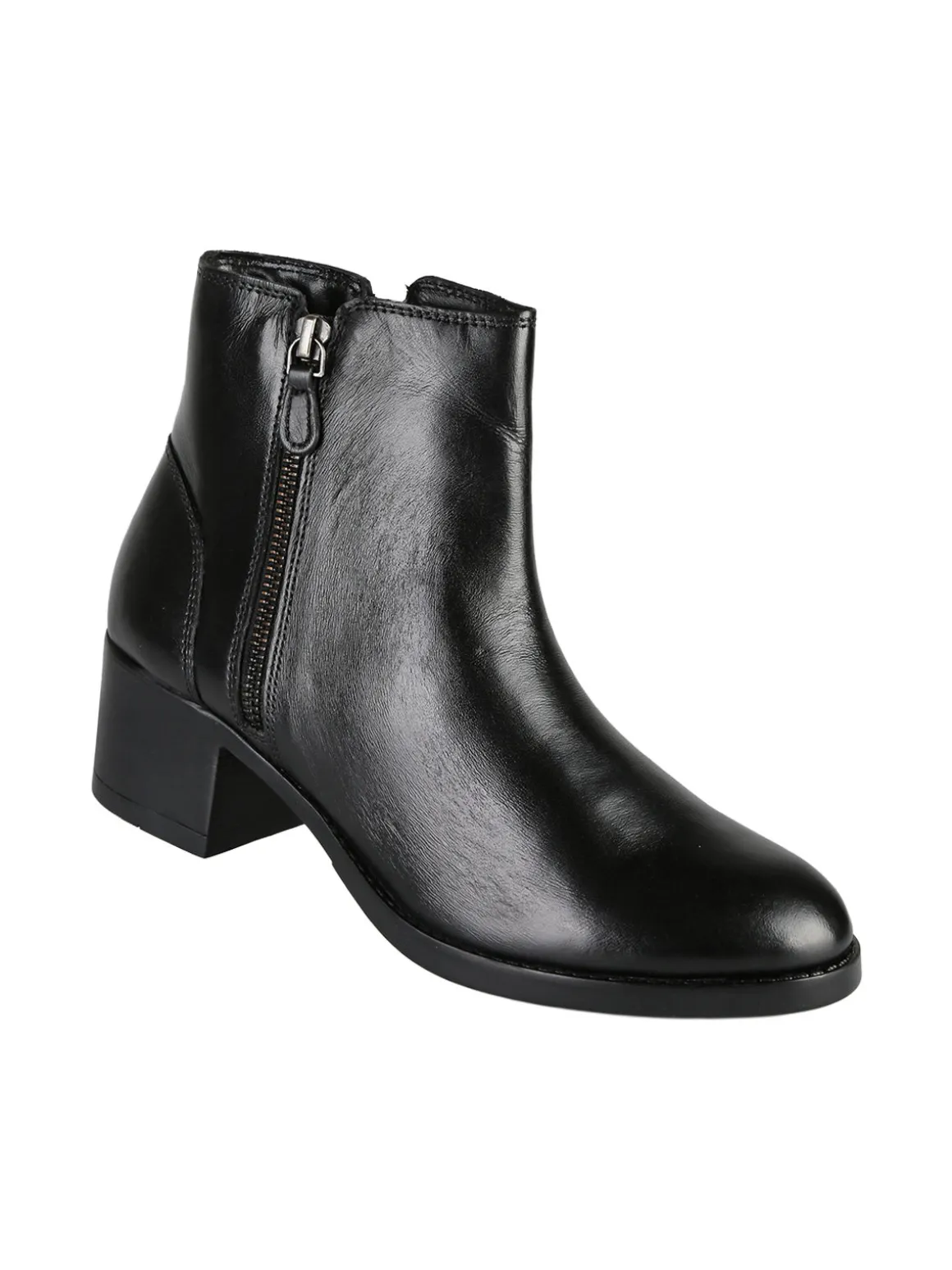 Nakoa Stivaletti donna in pelle con tacco largo - nero