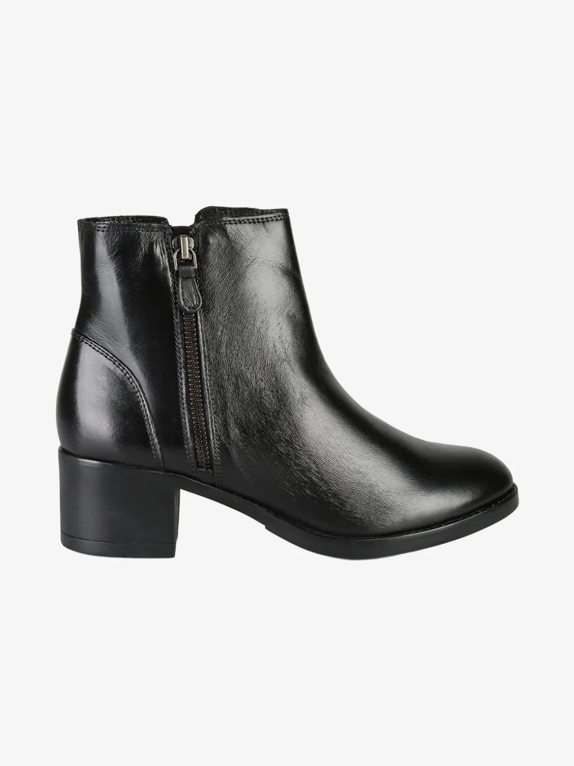 Nakoa Stivaletti donna in pelle con tacco largo - nero