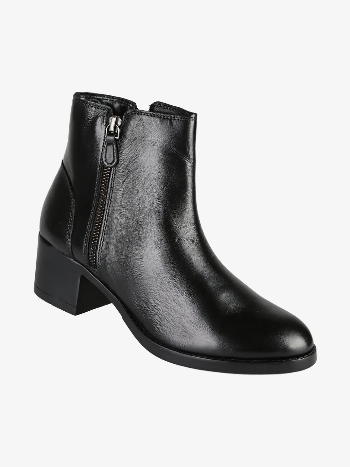 Nakoa Stivaletti donna in pelle con tacco largo - nero