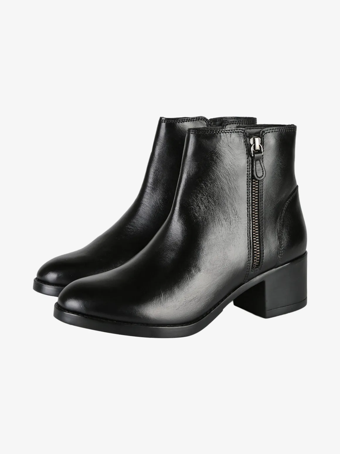 Nakoa Stivaletti donna in pelle con tacco largo - nero