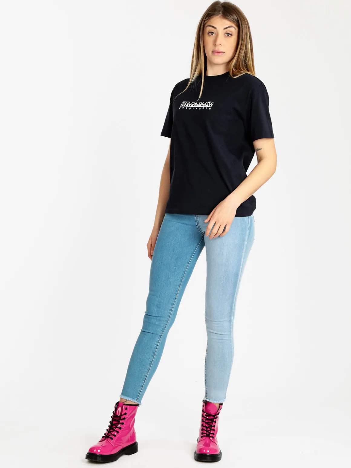 Napapijri S BOX W SS T-shirt donna manica corta con scritta