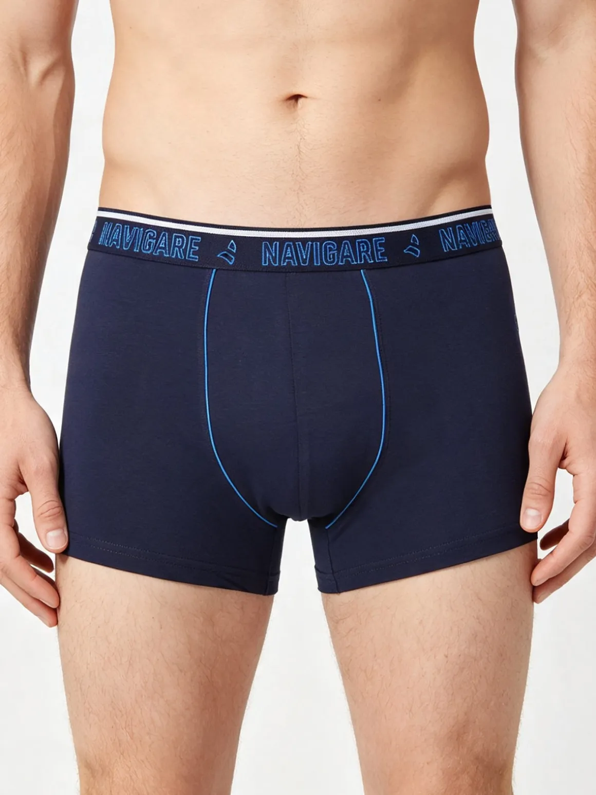 Navigare Boxer da uomo in cotone elasticizzato - blu
