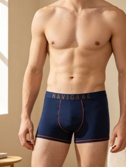 Navigare Boxer da uomo in cotone - blu
