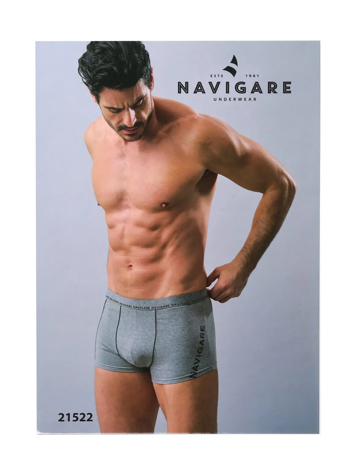 Navigare Boxer uomo in cotone - blu scuro
