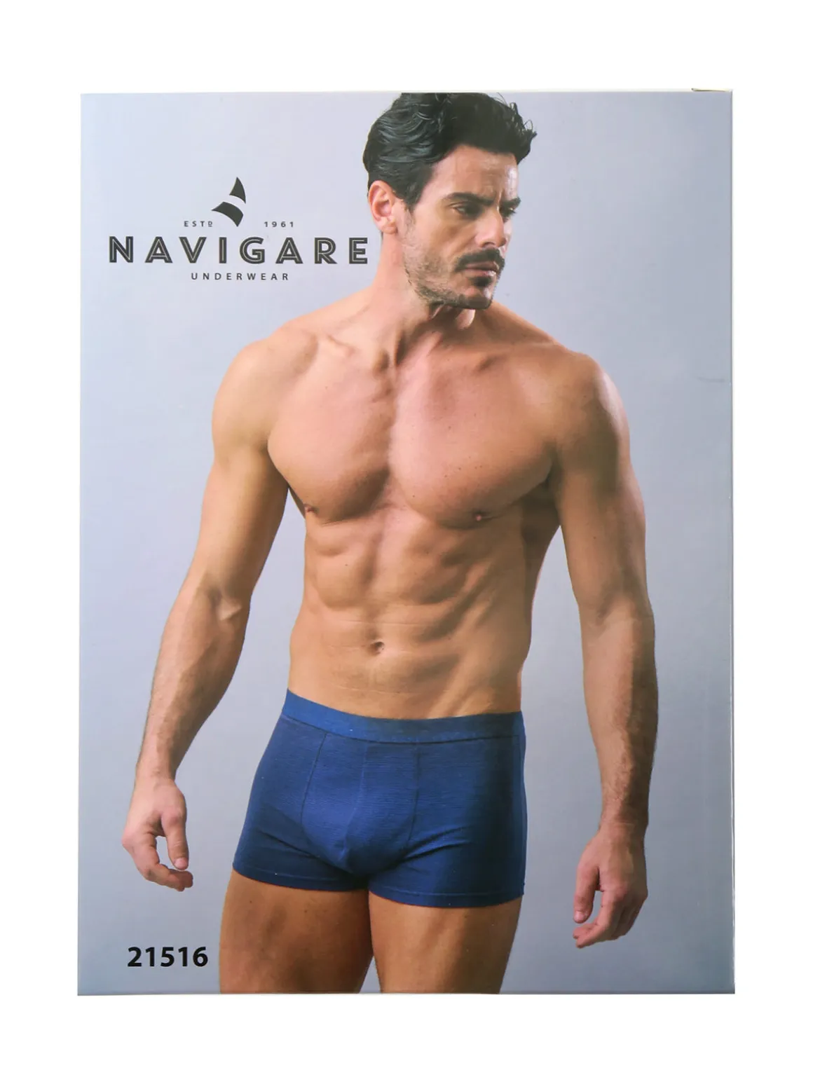 Navigare Boxer uomo rigato in cotone - blu
