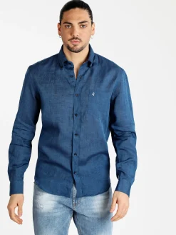 Navigare Camicia uomo in lino con taschino