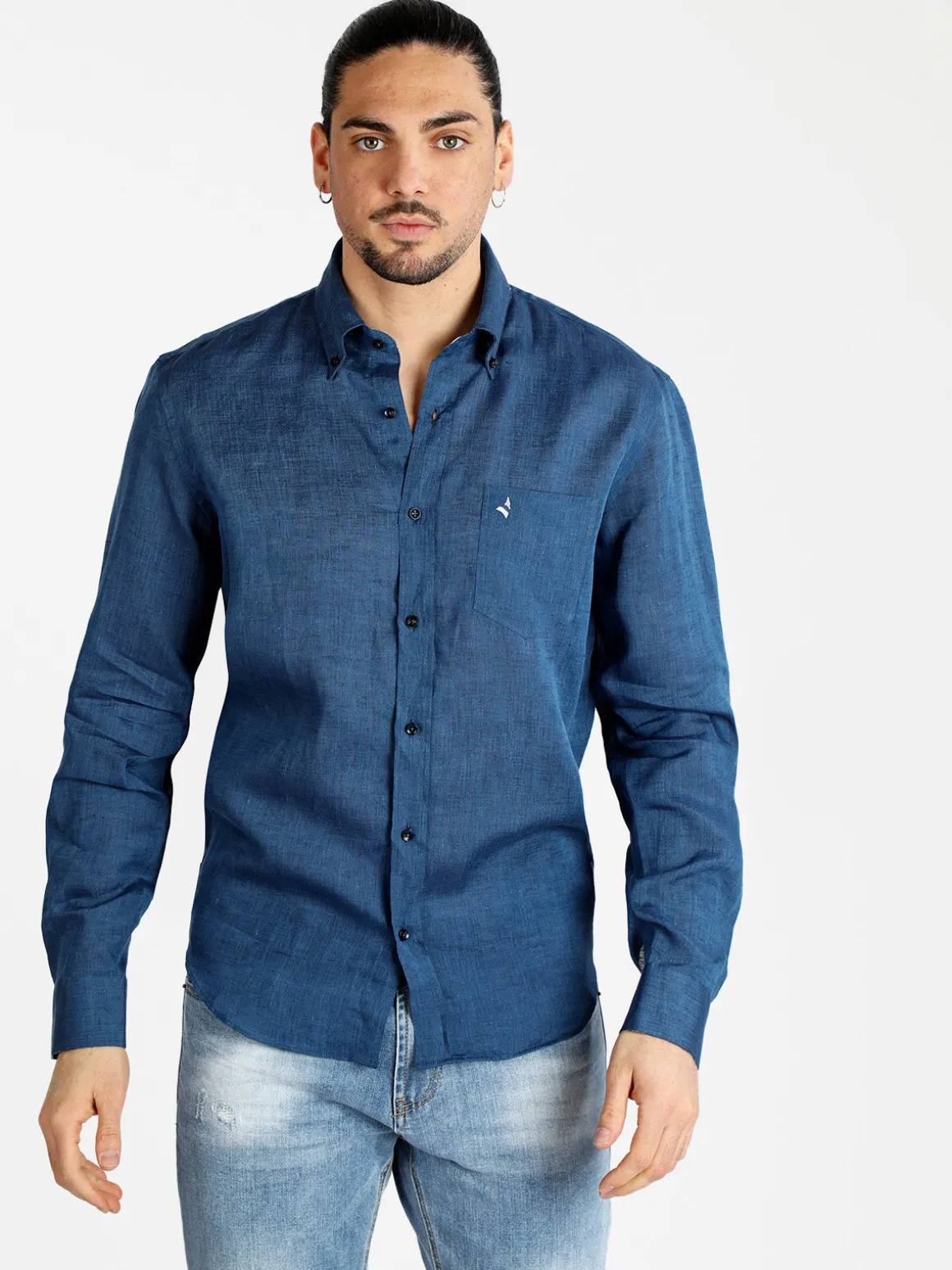 Navigare Camicia uomo in lino con taschino