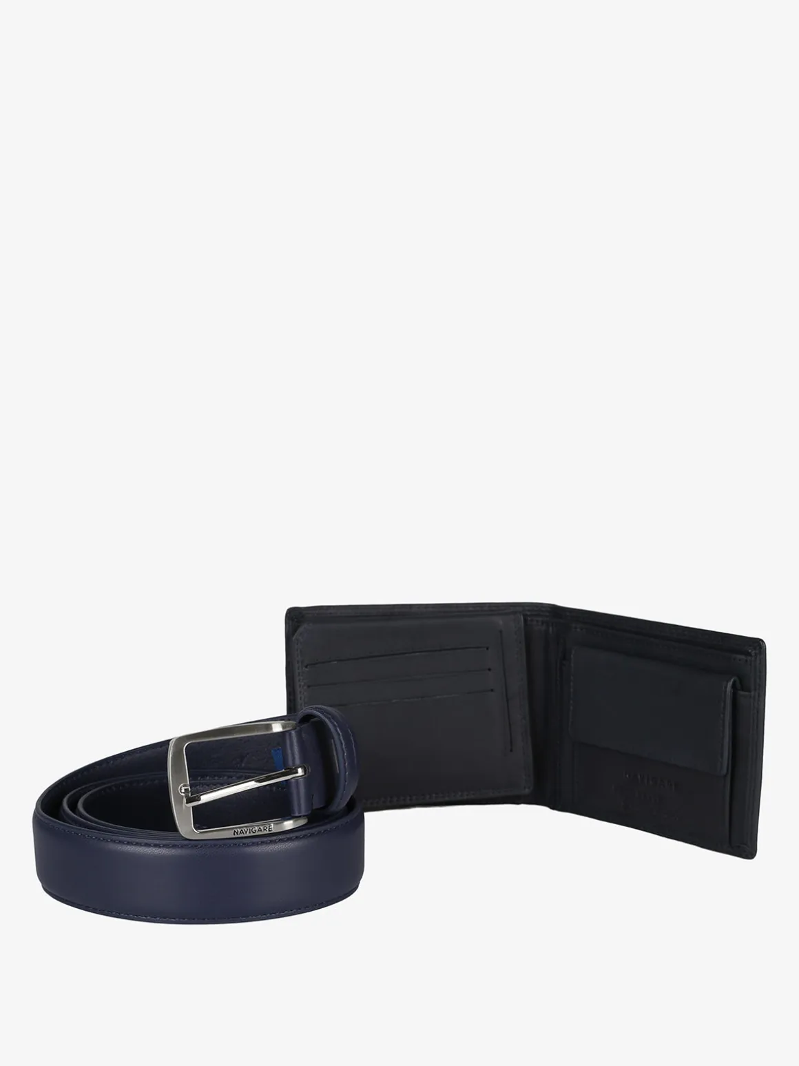Navigare Confezione regalo da uomo con cintura e portafoglio in pelle - blu
