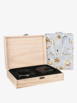 Navigare Confezione regalo da uomo con cintura e portatessere in pelle - nero