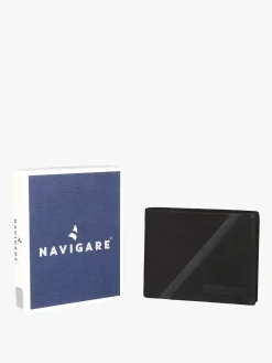 Navigare Portafoglio da uomo in pelle suede - nero