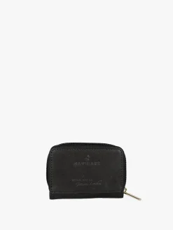 Navigare Portatessere da donna in pelle con zip - nero