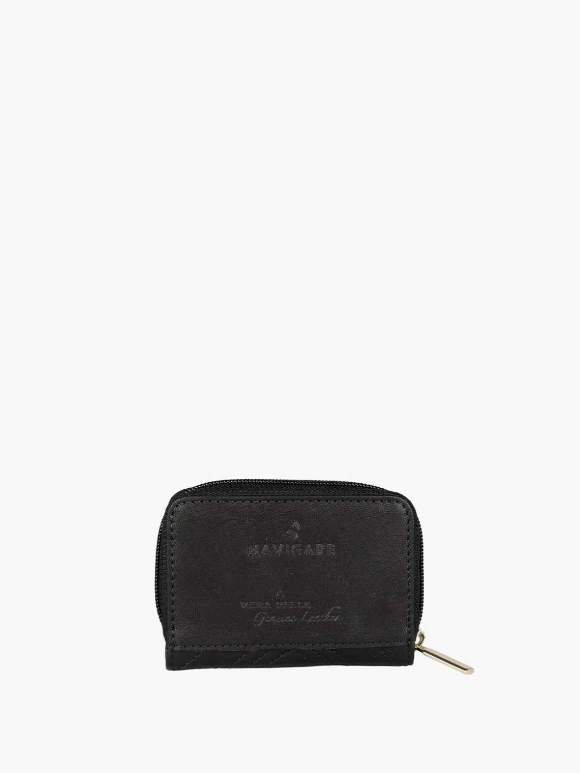 Navigare Portatessere da donna in pelle con zip - nero