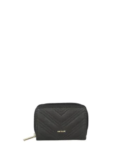 Navigare Portatessere da donna in pelle con zip - nero