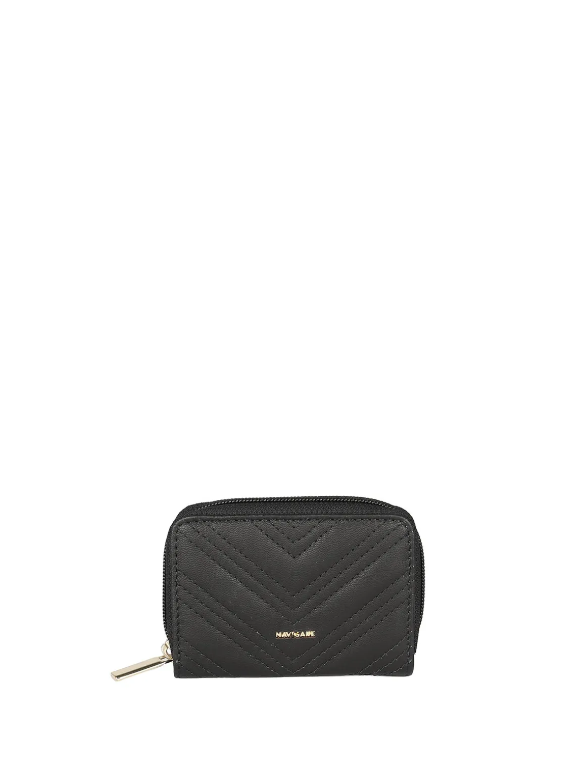 Navigare Portatessere da donna in pelle con zip - nero