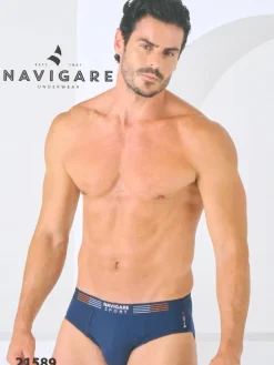 Navigare Slip da uomo in cotone elasticizzato - blu