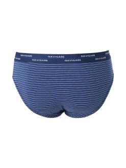 Navigare Slip da uomo in cotone con stampa a righe sottili - blu