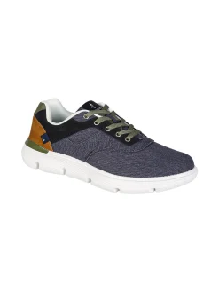 Navigare Sneakers da uomo stringate in tessuto jeans - blu scuro