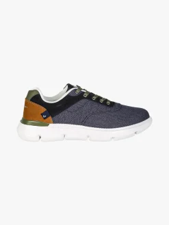 Navigare Sneakers da uomo stringate in tessuto jeans - blu scuro