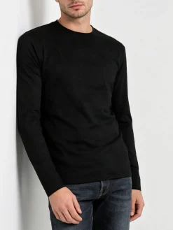 Navigare T-shirt intima da uomo a maniche lunghe in caldo cotone - nero