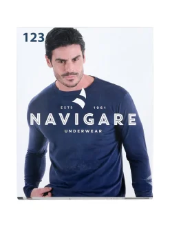 Navigare T-shirt intima da uomo a maniche lunghe in caldo cotone - nero