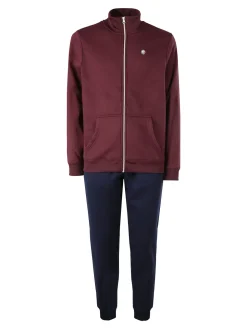 Navy Sail Completo tuta da uomo felpata 2 pezzi con zip intera - bordeaux