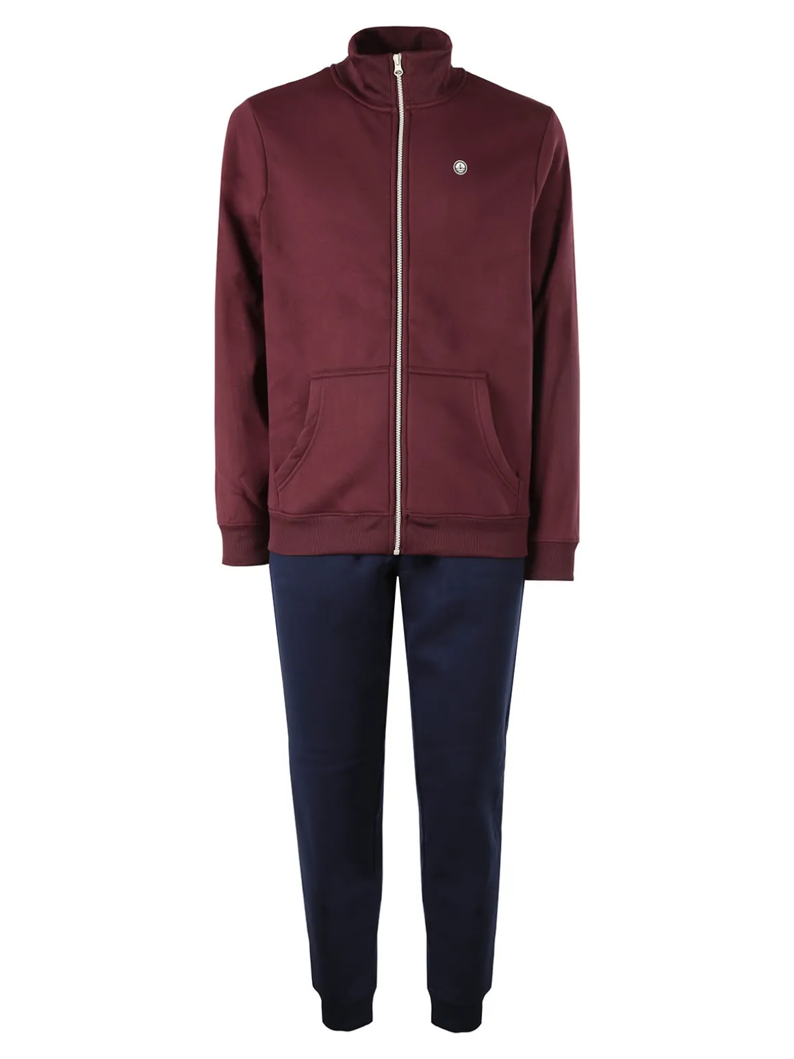 Navy Sail Completo tuta da uomo felpata 2 pezzi con zip intera - bordeaux