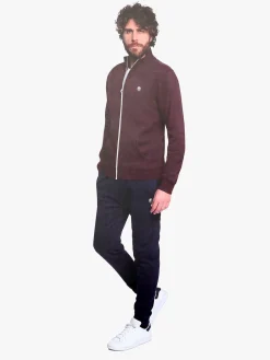 Navy Sail Completo tuta da uomo felpata 2 pezzi con zip intera - bordeaux