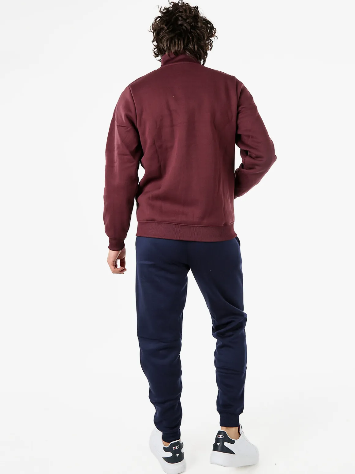 Navy Sail Completo tuta da uomo felpata 2 pezzi con zip intera - bordeaux