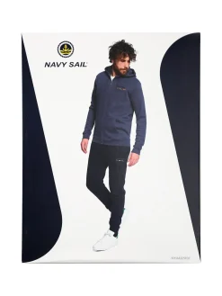 Navy Sail Completo tuta da uomo full zip con cappuccio - blu
